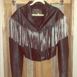 Vintage Genuine Leather Crop Jacket